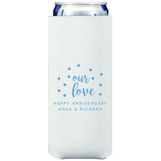 Confetti Dots Our Love Collapsible Slim Koozies